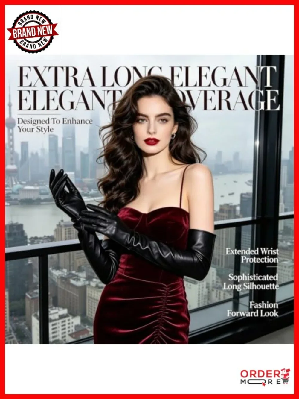 Women's 19.6in Faux Leather Opera Gloves for Evening Prom Cosplay